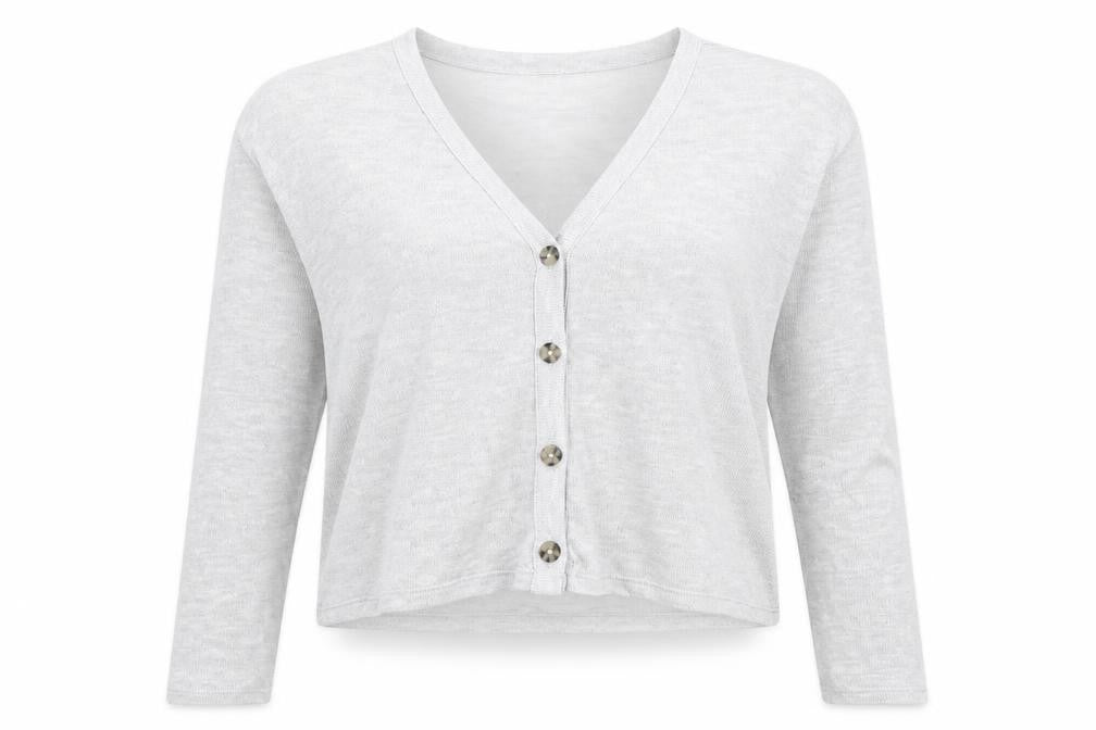 H&M Womens Grey V-Neck Polyester Cardigan Jumper Size M