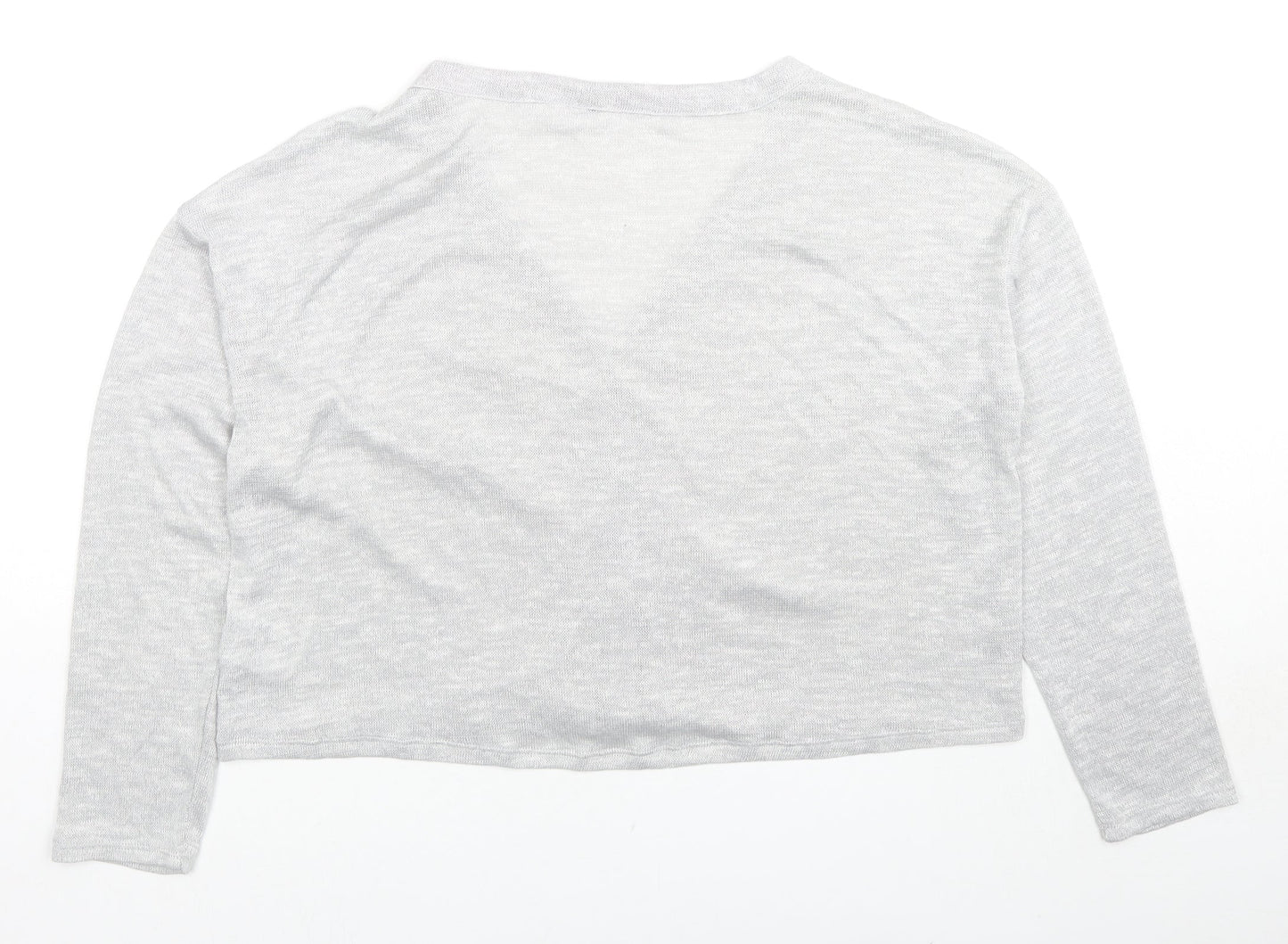 H&M Womens Grey V-Neck Polyester Cardigan Jumper Size M