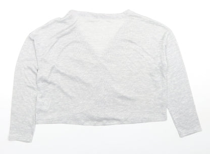 H&M Womens Grey V-Neck Polyester Cardigan Jumper Size M