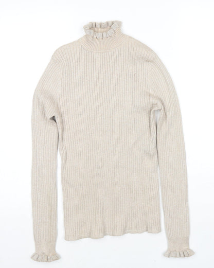Country Casuals Womens Beige High Neck Viscose Pullover Jumper Size S