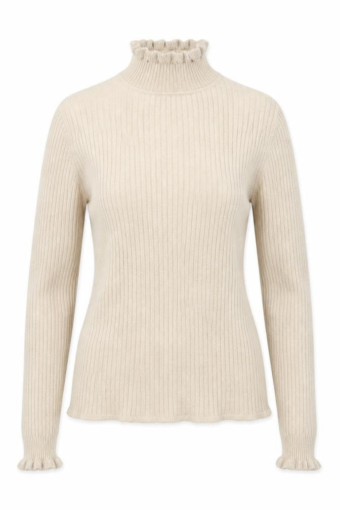 Country Casuals Womens Beige High Neck Viscose Pullover Jumper Size S