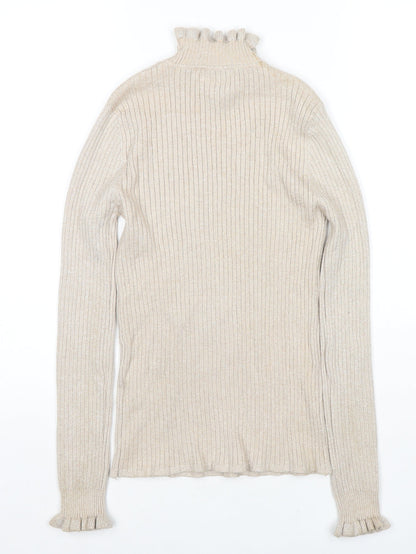 Country Casuals Womens Beige High Neck Viscose Pullover Jumper Size S