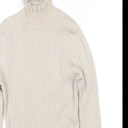 Country Casuals Womens Beige High Neck Viscose Pullover Jumper Size S
