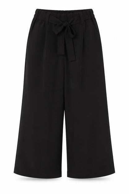 New Look Womens Black Polyester Cropped Trousers Size 6 L21.5 in Regular Drawstring