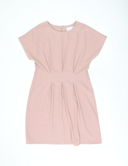 Additional front view of ASOS women’s pink polyester shift, size UK 12, boat neck zip