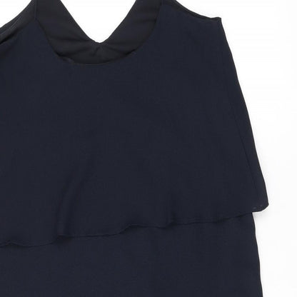 Mango Womens Blue Polyester Shift Size 6 V-Neck Pullover