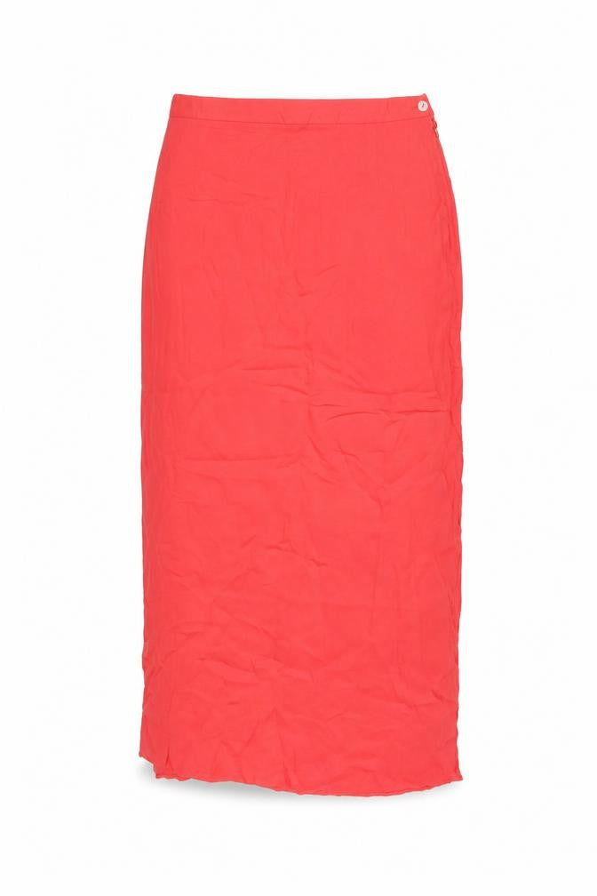 Wallis Womens Red Viscose Swing Skirt Size 14 Zip - Split hem
