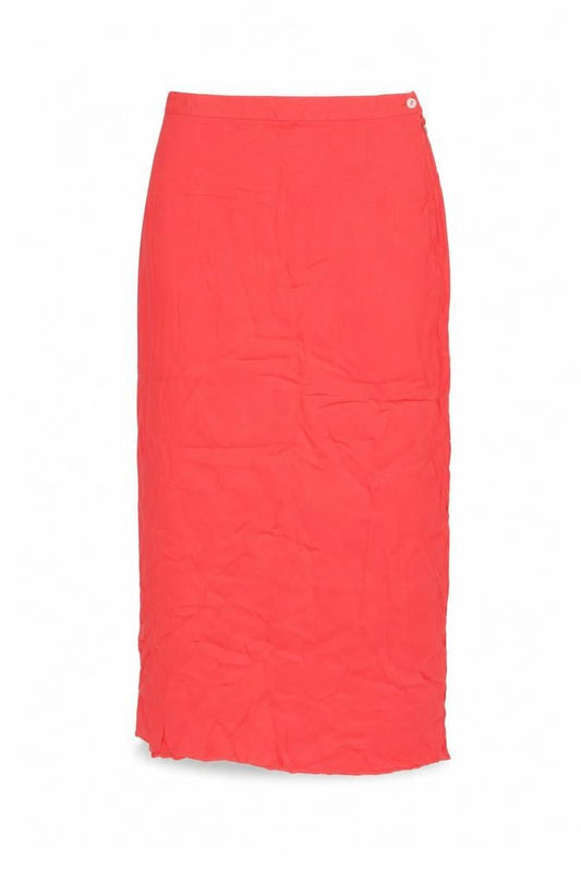 Wallis Womens Red Viscose Swing Skirt Size 14 Zip - Split hem