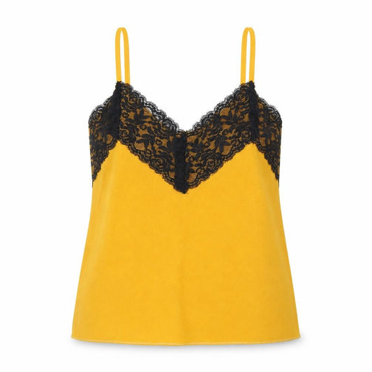 Made in Italy Womens Yellow Polyester Camisole T-Shirt Size 8 V-Neck - Lace detail