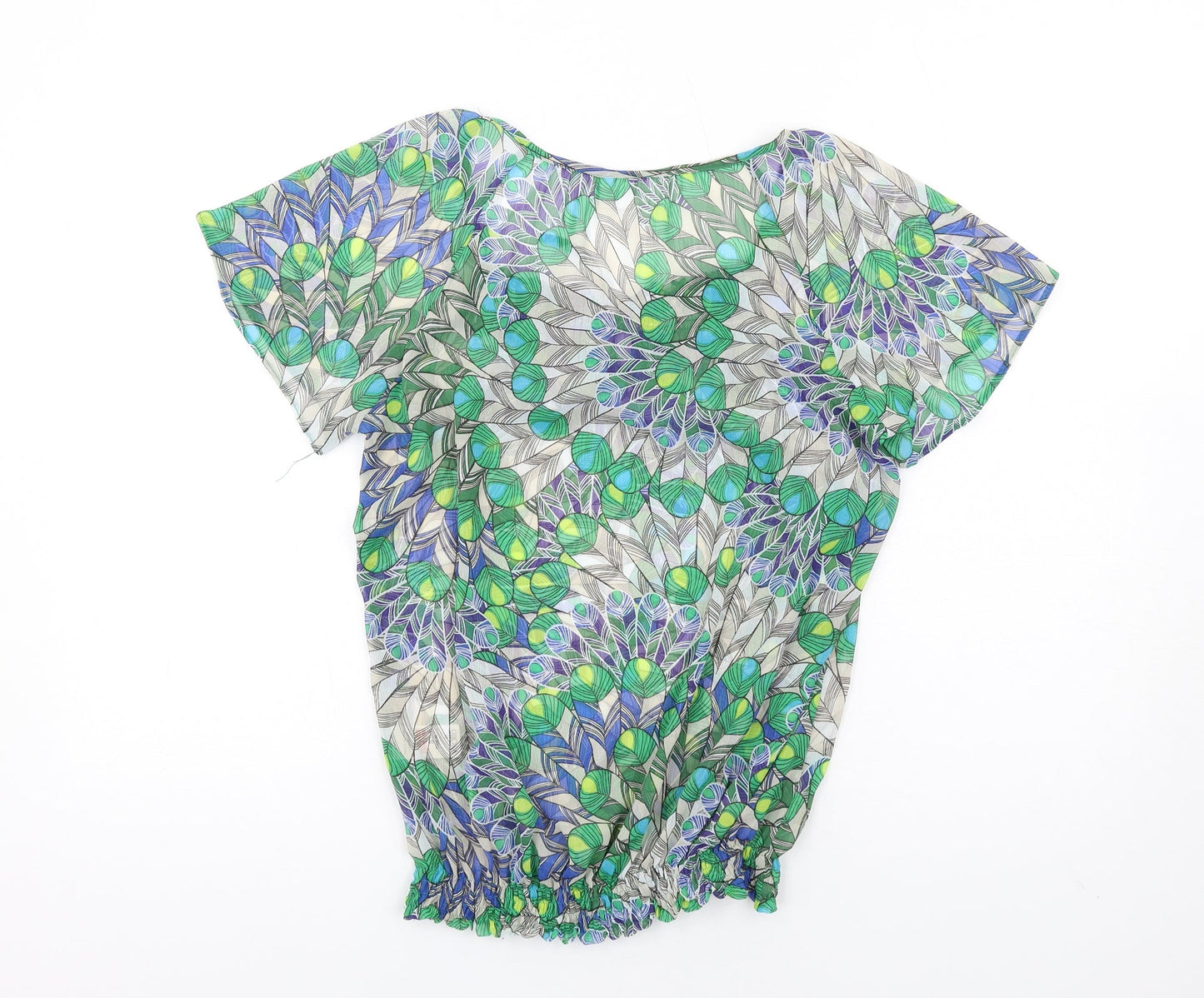 Wallis Womens Multicoloured Geometric Polyester Basic Blouse Size S Scoop Neck