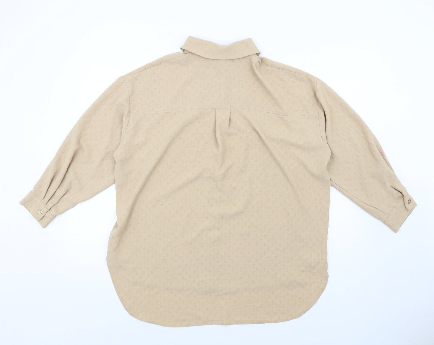 New Look Womens Beige Polyester Basic Button-Up Size 10 Collared
