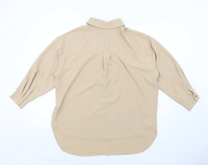 New Look Womens Beige Polyester Basic Button-Up Size 10 Collared