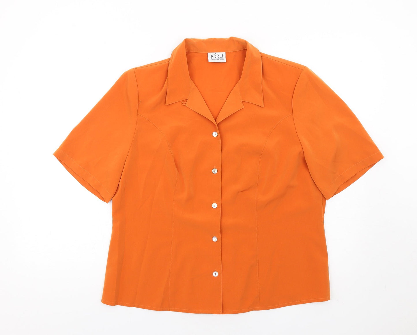 Jorli Womens Orange Polyester Basic Button-Up Size 18 Collared