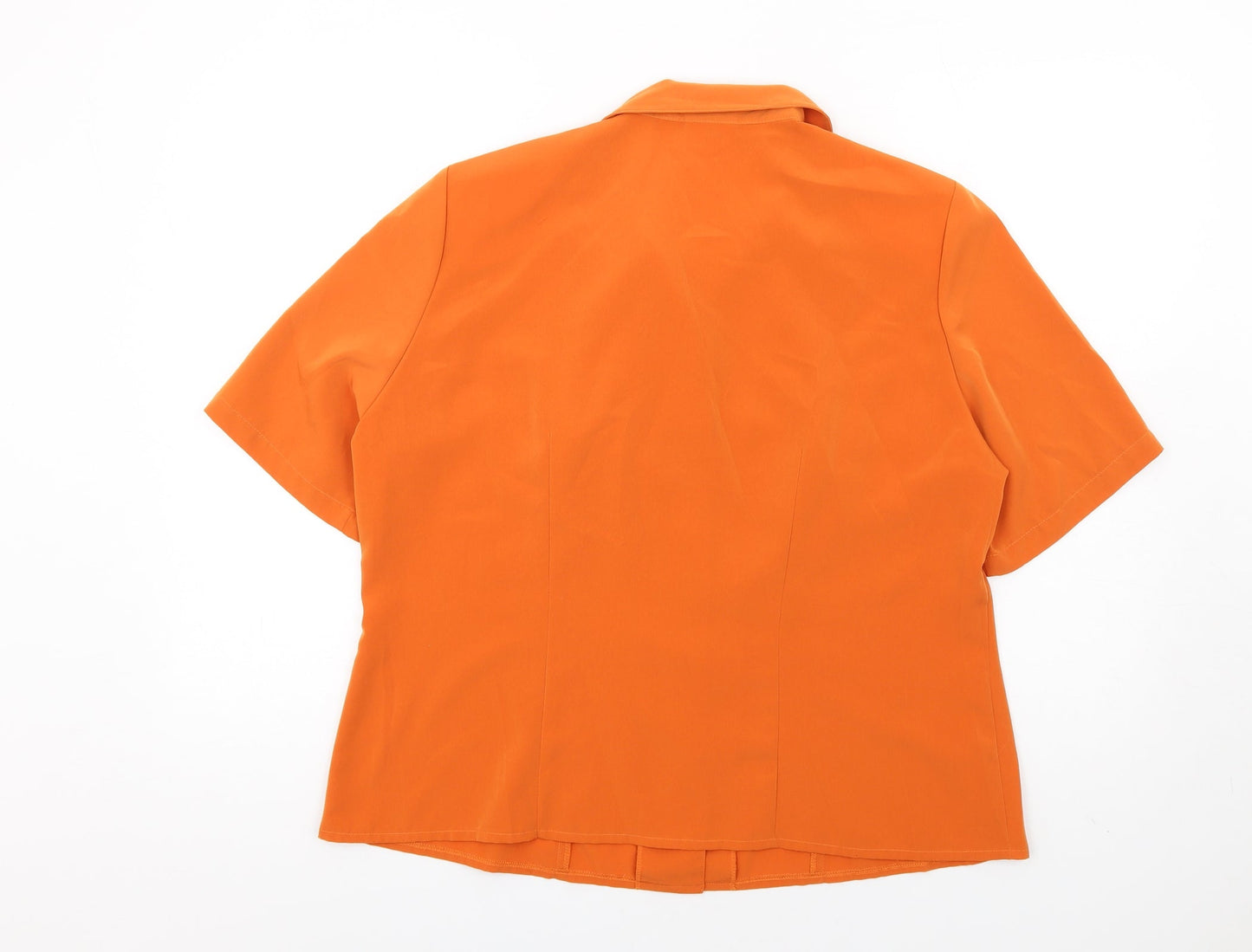 Jorli Womens Orange Polyester Basic Button-Up Size 18 Collared