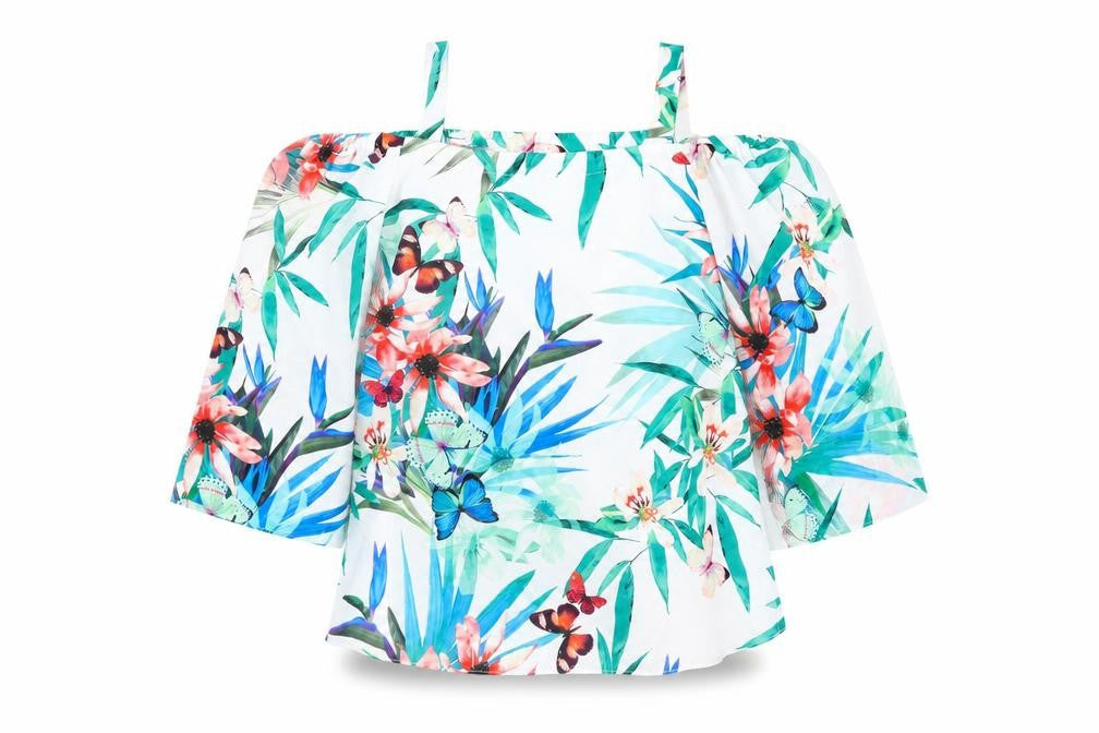 Wallis Womens Multicoloured Floral Polyester Basic Blouse Size S Off the Shoulder