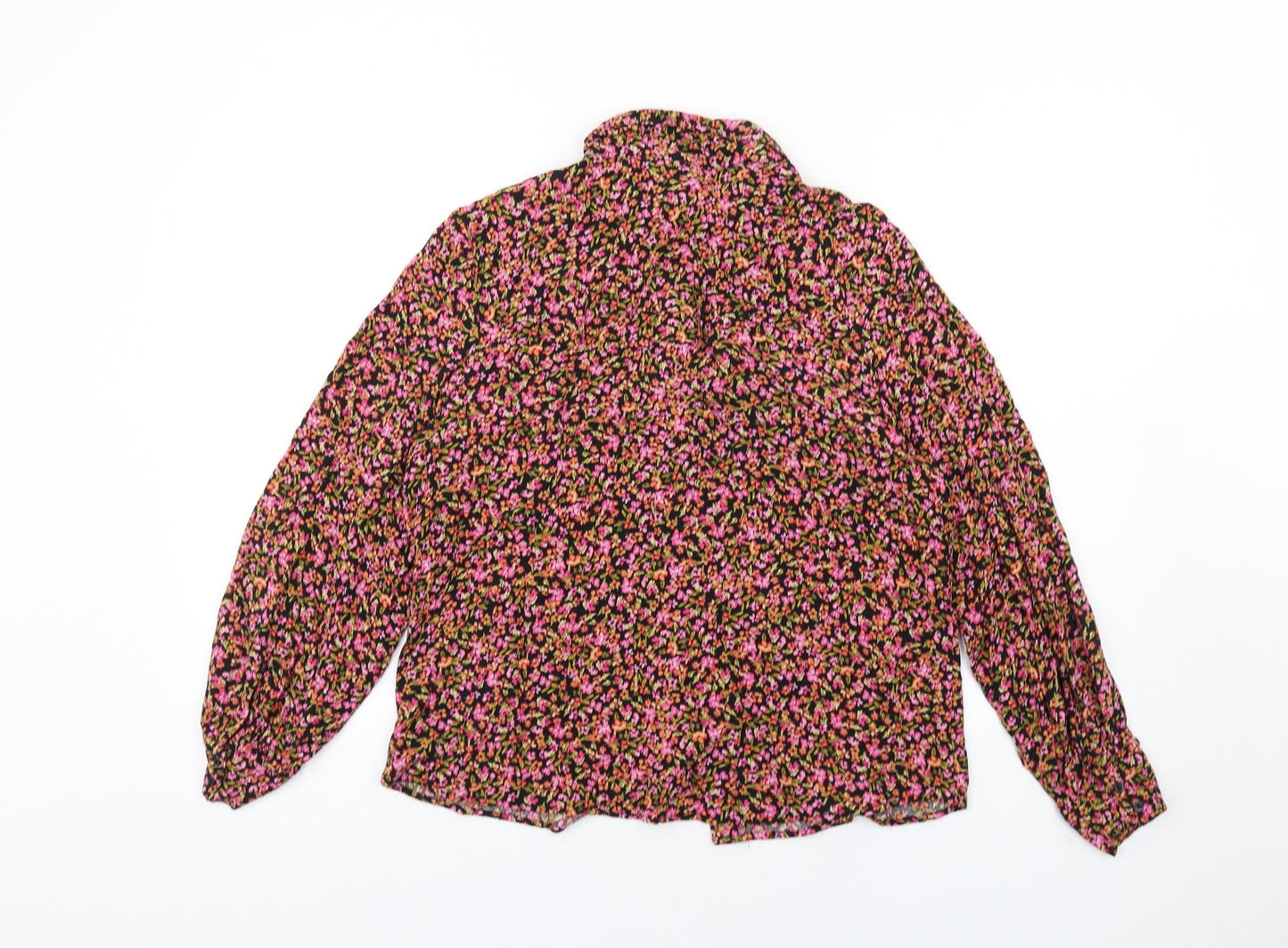 H&M Womens Multicoloured Floral Viscose Basic Button-Up Size M Collared