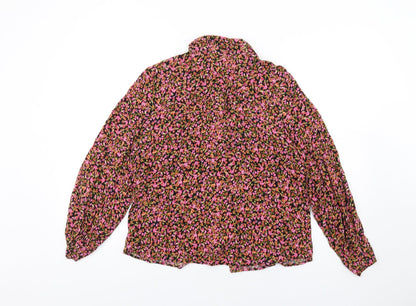 H&M Womens Multicoloured Floral Viscose Basic Button-Up Size M Collared