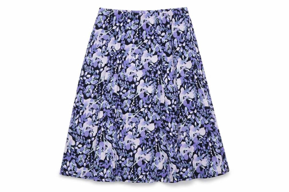 EWM Womens Blue Floral Polyester A-Line Skirt Size 10