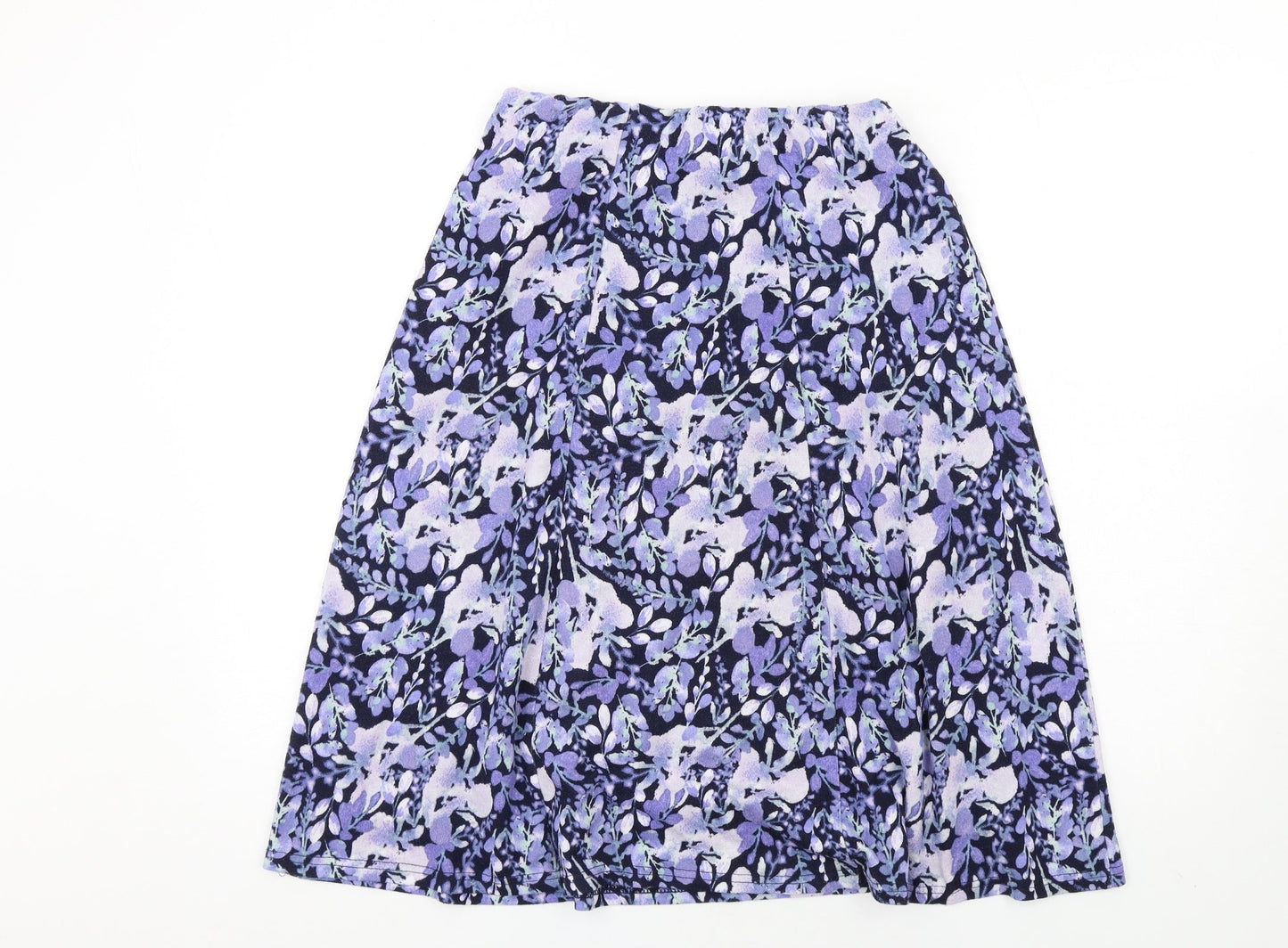 EWM Womens Blue Floral Polyester A-Line Skirt Size 10