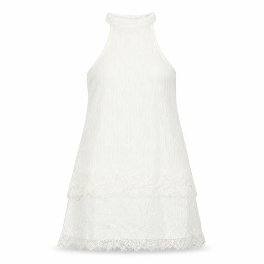 Missguided Womens White Nylon A-Line Size 14 Mock Neck Button