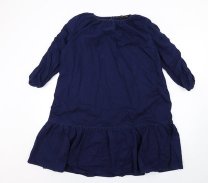 Next Womens Blue Viscose Trapeze & Swing Size 8 Round Neck Button