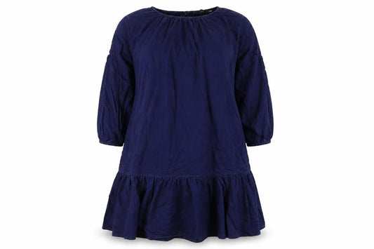 Next Womens Blue Viscose Trapeze & Swing Size 8 Round Neck Button