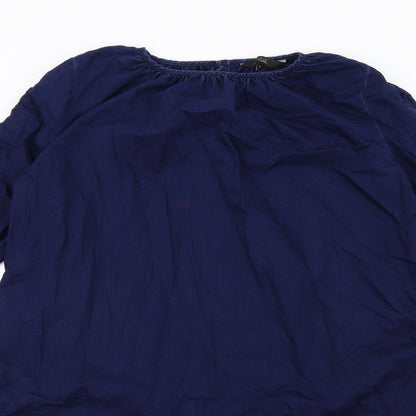 Next Womens Blue Viscose Trapeze & Swing Size 8 Round Neck Button