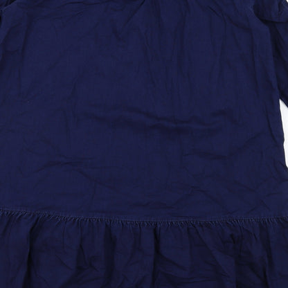 Next Womens Blue Viscose Trapeze & Swing Size 8 Round Neck Button
