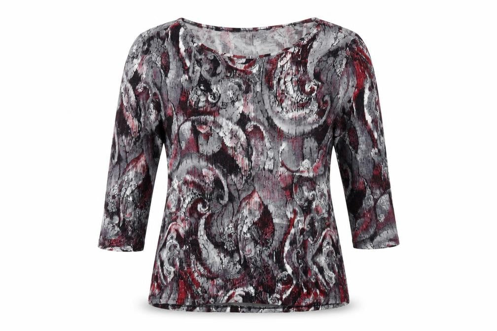 Annabelle Womens Multicoloured Geometric Viscose Basic T-Shirt Size 14 Scoop Neck