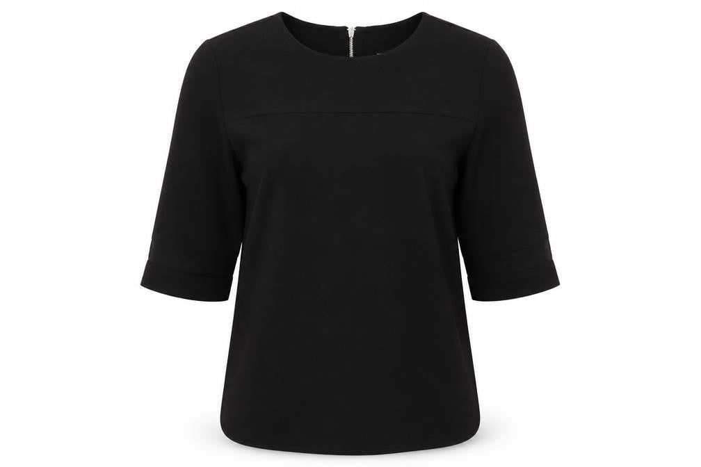 Arte Womens Black Polyester Basic T-Shirt Size 10 Round Neck - Mesh Inserts