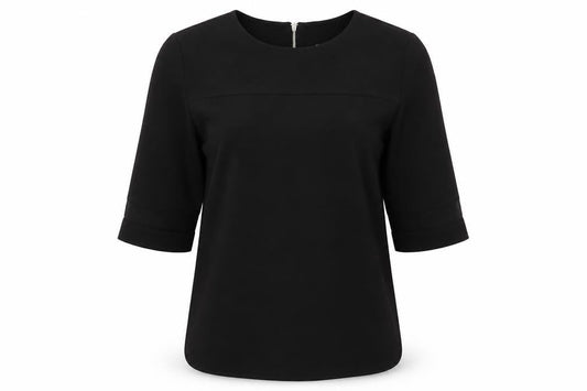 Arte Womens Black Polyester Basic T-Shirt Size 10 Round Neck - Mesh Inserts