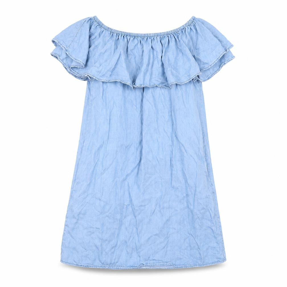 Zara Womens Blue Lyocell A-Line Size M Off the Shoulder Pullover