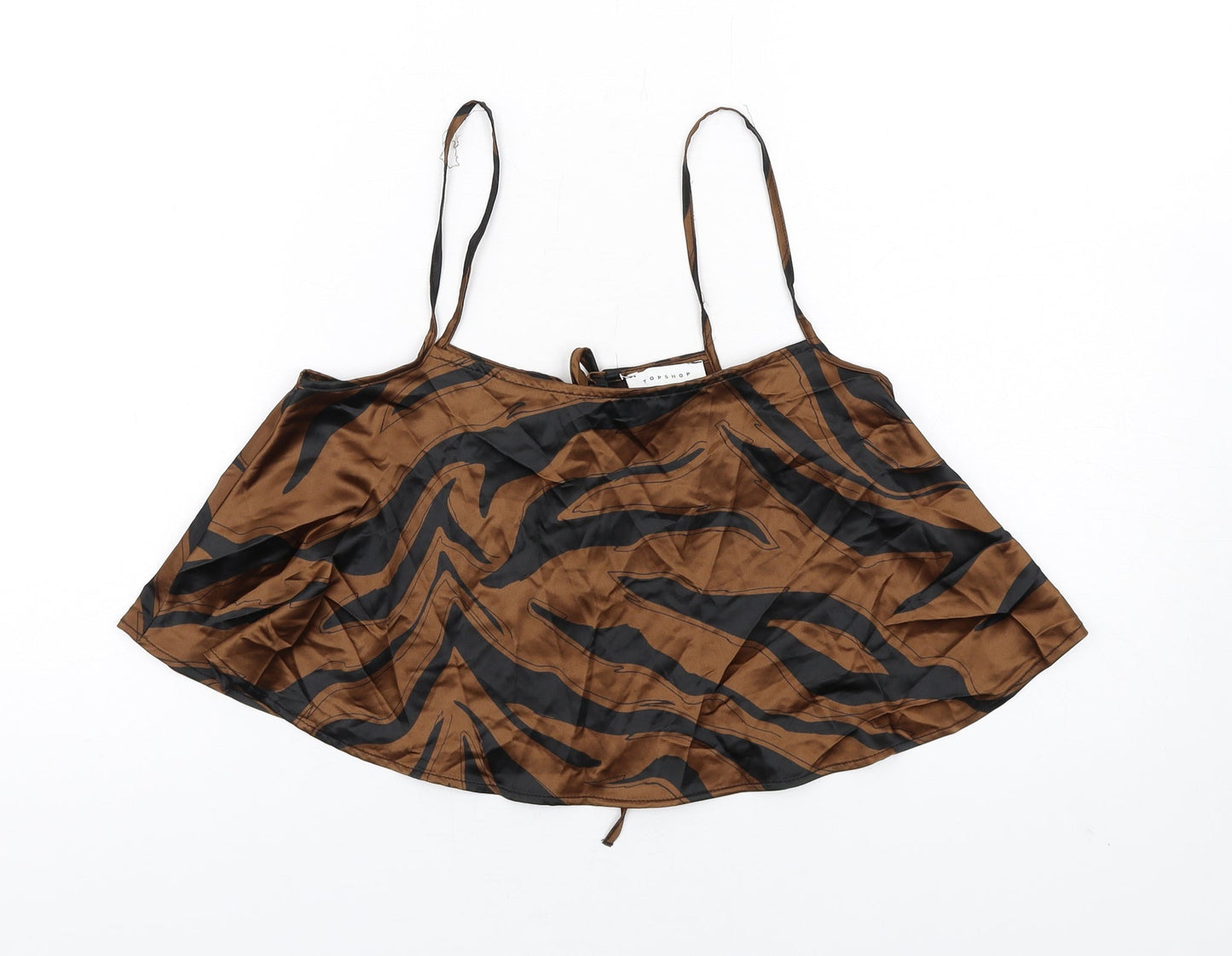 Topshop Womens Brown Geometric Polyester Camisole Tank Size 8 Scoop Neck