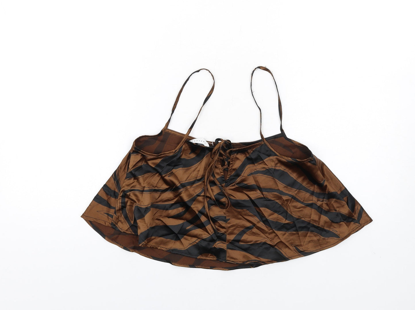 Topshop Womens Brown Geometric Polyester Camisole Tank Size 8 Scoop Neck