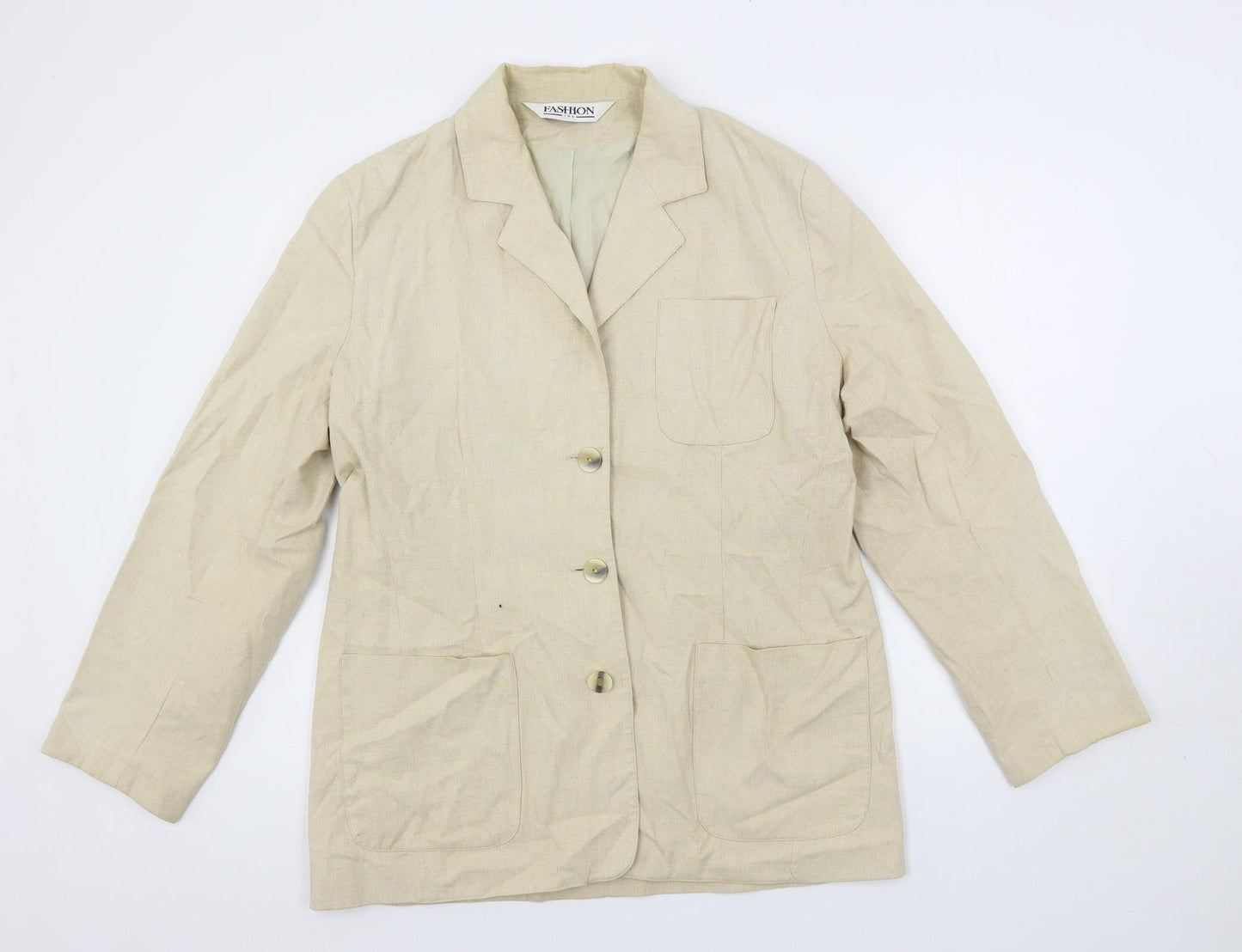 Fashion Inc Womens Beige Jacket Blazer Size 16 Button
