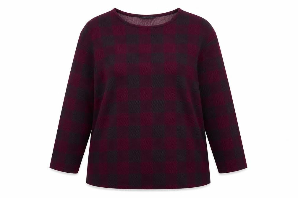 Marks & Spencer Womens Purple Check Polyester Basic Blouse Size 16 Round Neck