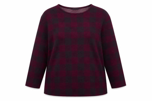 Marks and Spencer Womens Purple Check Polyester Basic Blouse Size 16 Round Neck