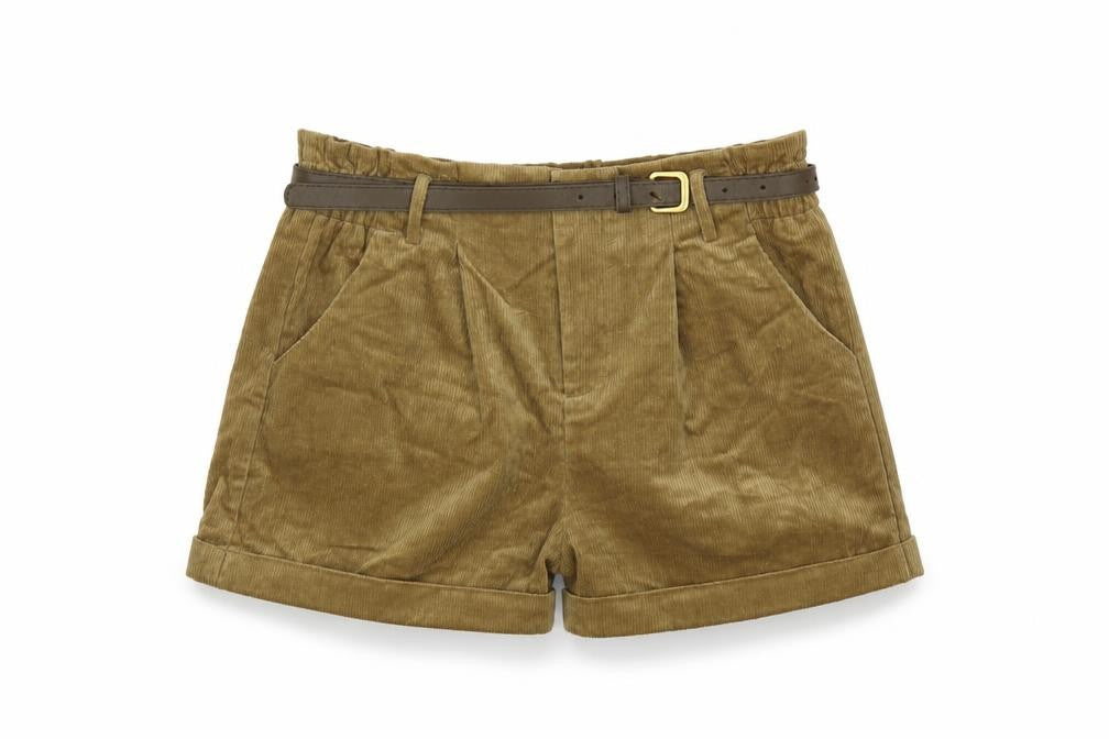 Cider Womens Brown Polyester Hot Pants Shorts Size M L3 in Regular Zip - Belted