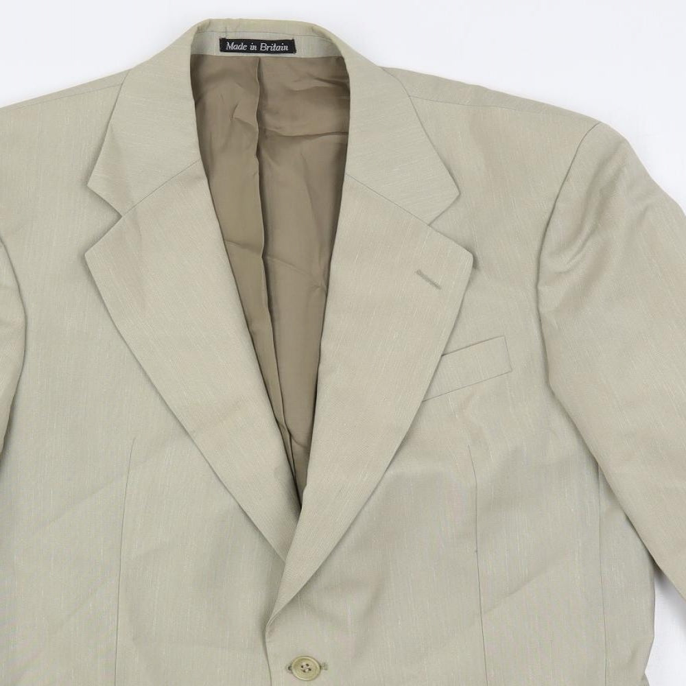 Brook Taverner Mens Beige Polyester Jacket Suit Jacket Size 40 Regular