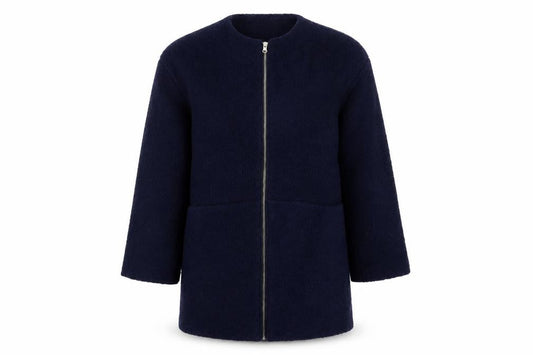 The New Girls Blue Overcoat Coat Size 9-10 Years Zip