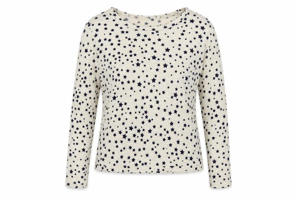 H&M Womens Ivory Boat Neck Geometric Polyester Pullover Jumper Size S - Star Print