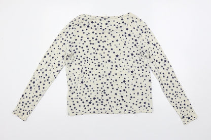 H&M Womens Ivory Boat Neck Geometric Polyester Pullover Jumper Size S - Star Print