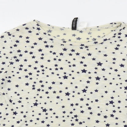 H&M Womens Ivory Boat Neck Geometric Polyester Pullover Jumper Size S - Star Print