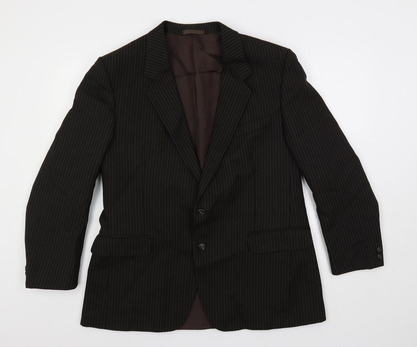 Hornes Mens Brown Striped Wool Jacket Suit Jacket Size 40 Regular