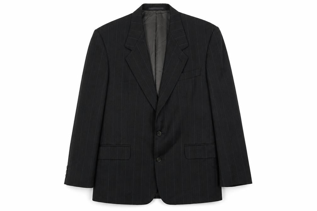 Horne Brothers Mens Grey Striped Wool Jacket Suit Jacket Size 40 Regular