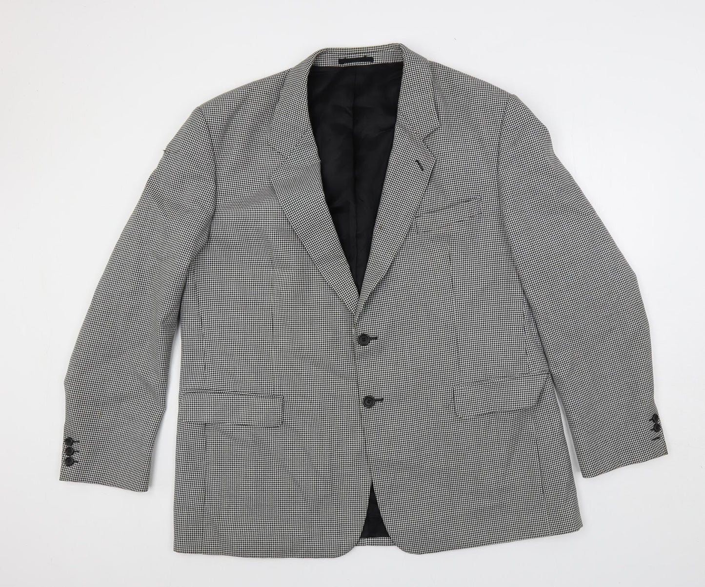 Varteks Mens Black Geometric Polyester Jacket Suit Jacket Size 48 Regular