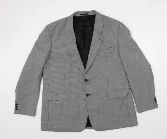Varteks Mens Black Geometric Polyester Jacket Suit Jacket Size 48 Regular