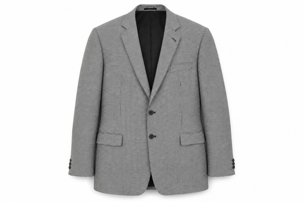 Varteks Mens Black Geometric Polyester Jacket Suit Jacket Size 48 Regular