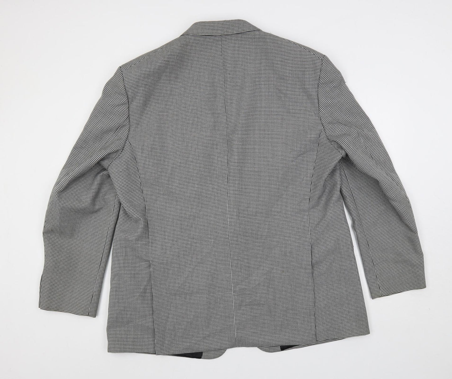 Varteks Mens Black Geometric Polyester Jacket Suit Jacket Size 48 Regular