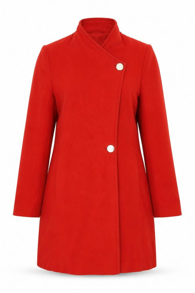 Marks & Spencer Womens Red Pea Coat Coat Size 12 Button